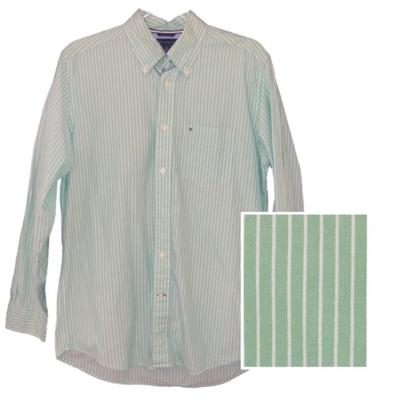 tommy hilfiger green striped shirt